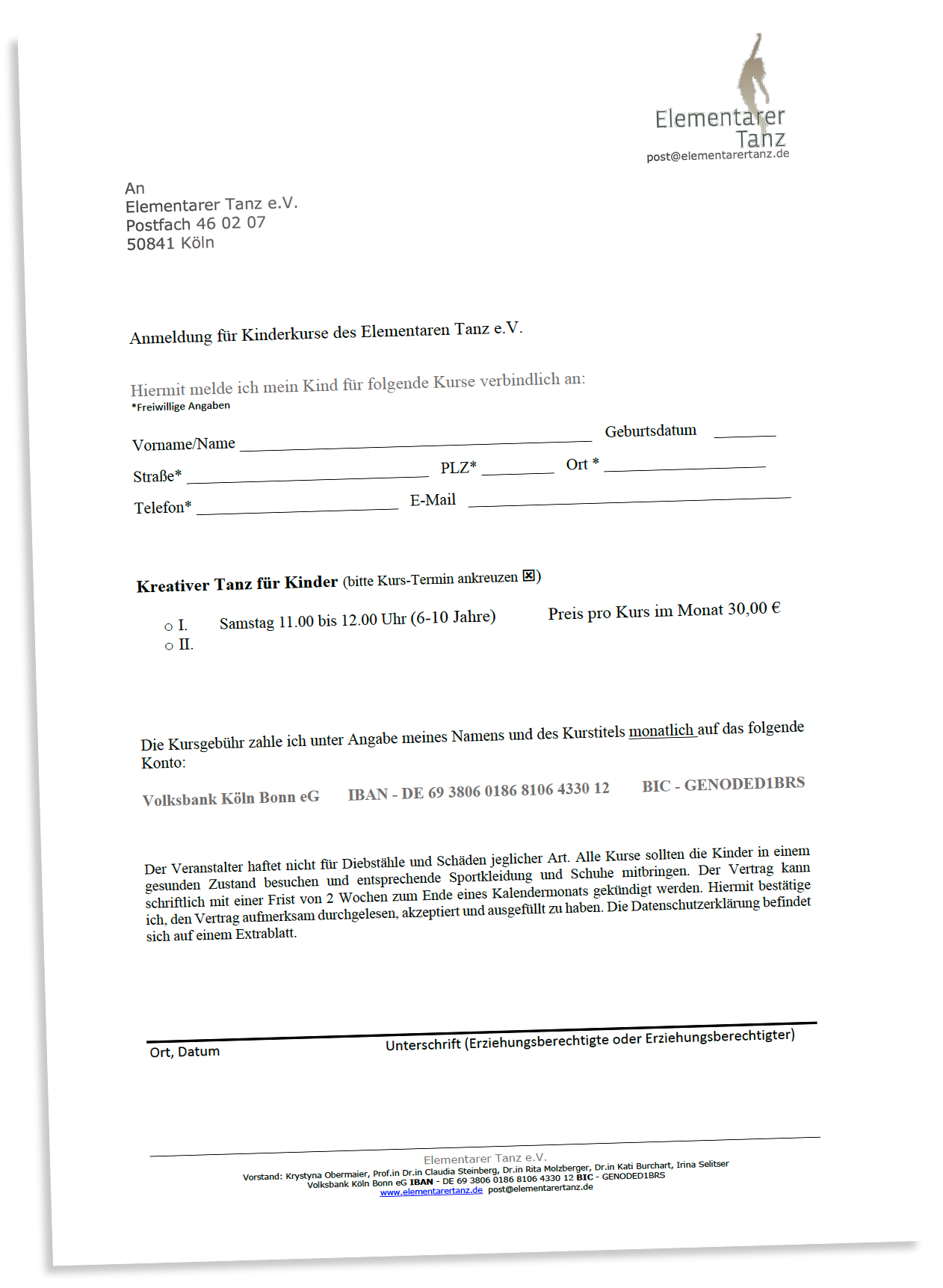 PDF- Dokument: Anmeldung für Kinderkurse PDF- Dokument: Anmeldung für Kinderkurse